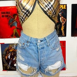 Levi 501 distressed shorts from UO
